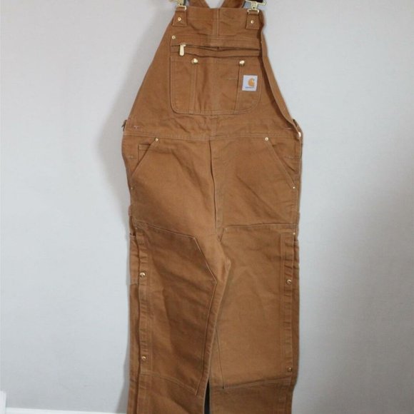 Carhartt Duck Zip to Thigh Bib Overall Unlined R37 Brown Chap 36 X 30 H12051 - Picture 2 of 12